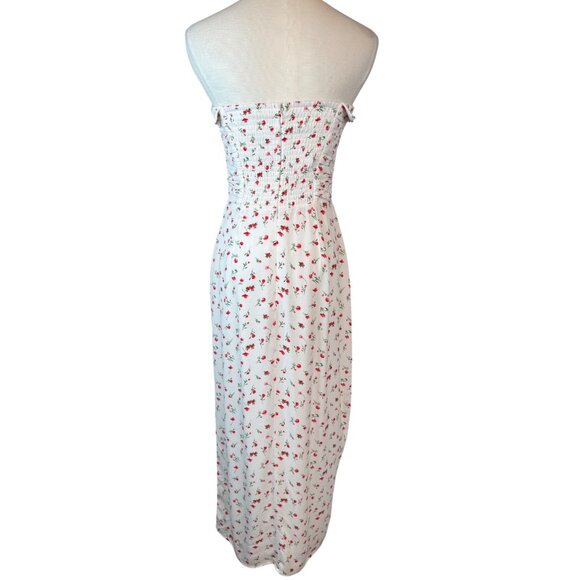 NWT WAYF Size Small Strapless Floral Midi Dress Smocked Back & Ruched Bustline - Picture 10 of 16